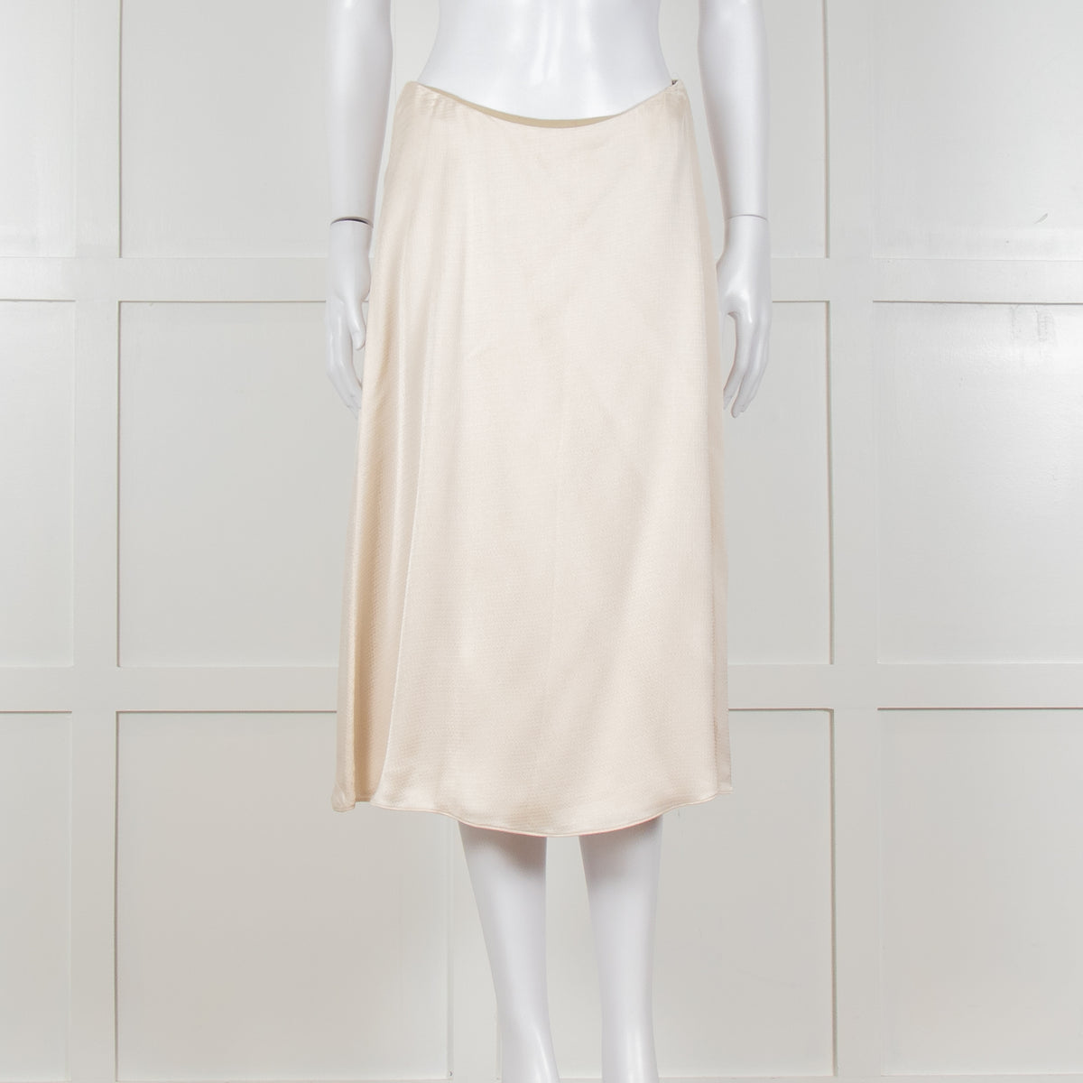 Theory Cream Textured Flap Front Knee Length Skirt
