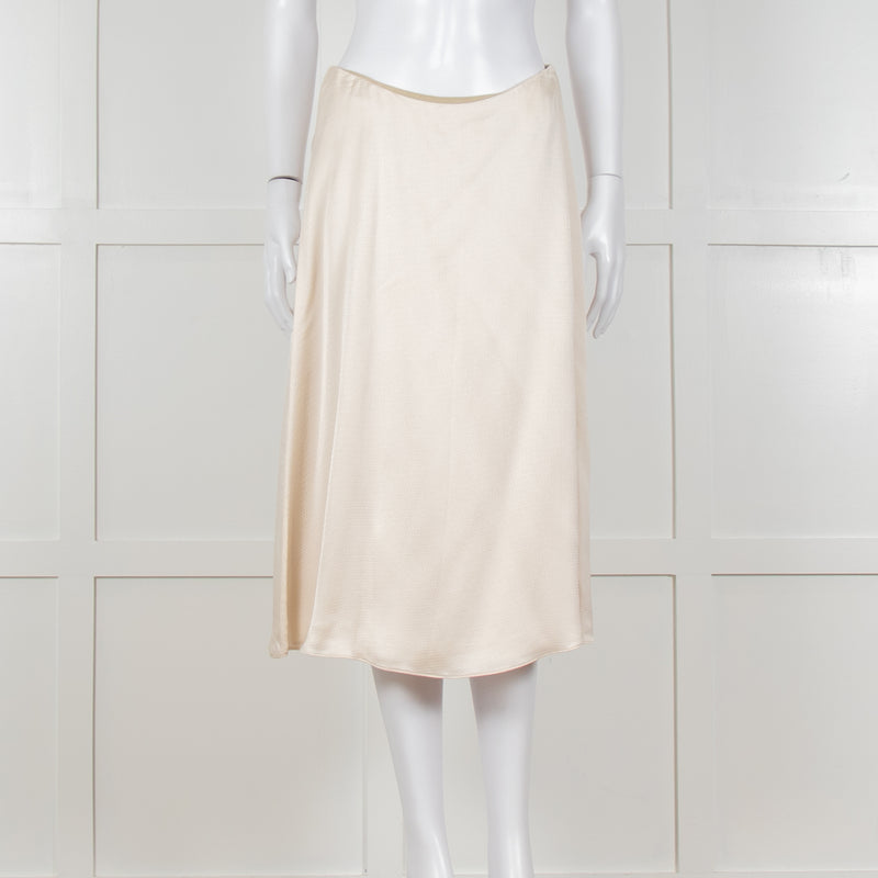 Theory Cream Textured Flap Front Knee Length Skirt