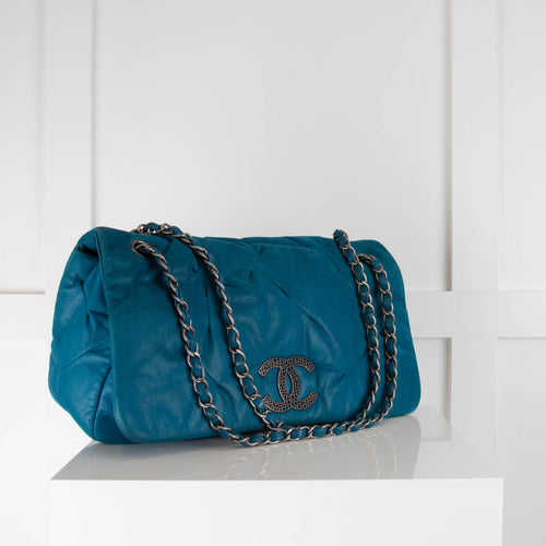 Chanel Glint East West Flap Bag in Turquoise