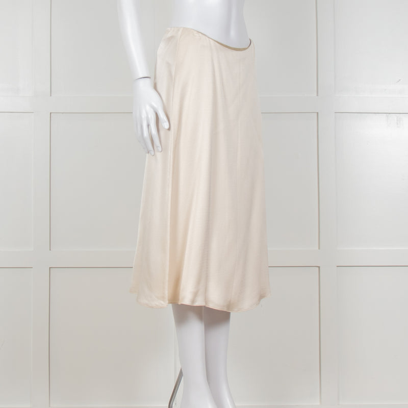 Theory Cream Textured Flap Front Knee Length Skirt