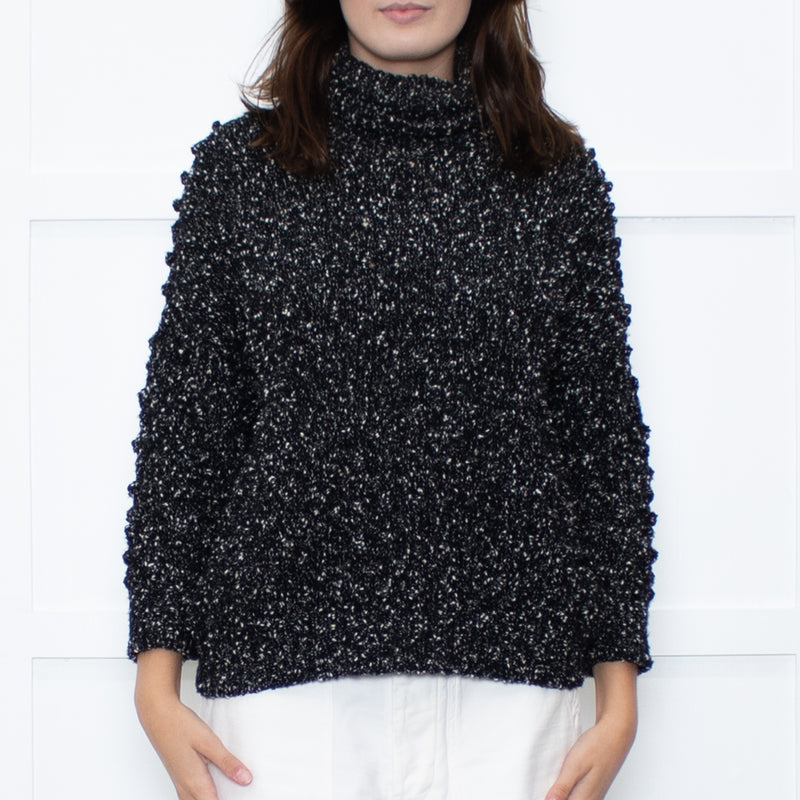 Christian Dior Black White Specked Bubble Roll Neck Jumper