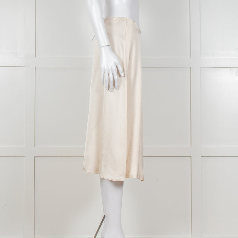 Theory Cream Textured Flap Front Knee Length Skirt