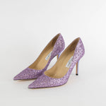 Jimmy Choo Purple Glitter Agnes Romy Heel Shoes