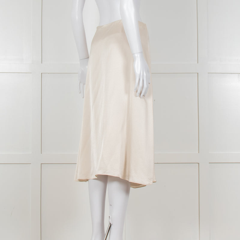 Theory Cream Textured Flap Front Knee Length Skirt