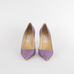 Jimmy Choo Purple Glitter Agnes Romy Heel Shoes