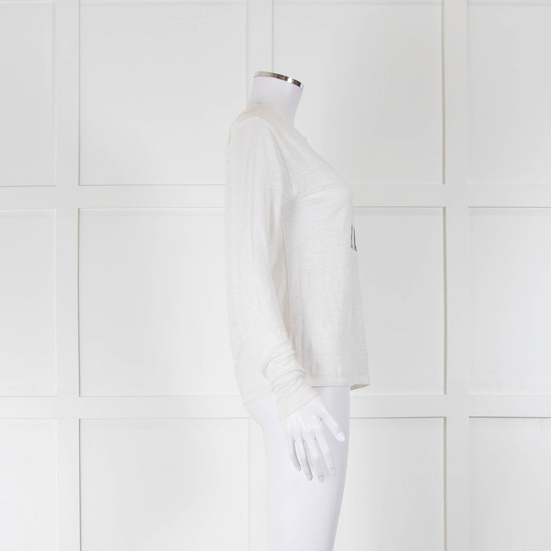 Zadig & Voltaire Cream Slogan Long Sleeve T-Shirt