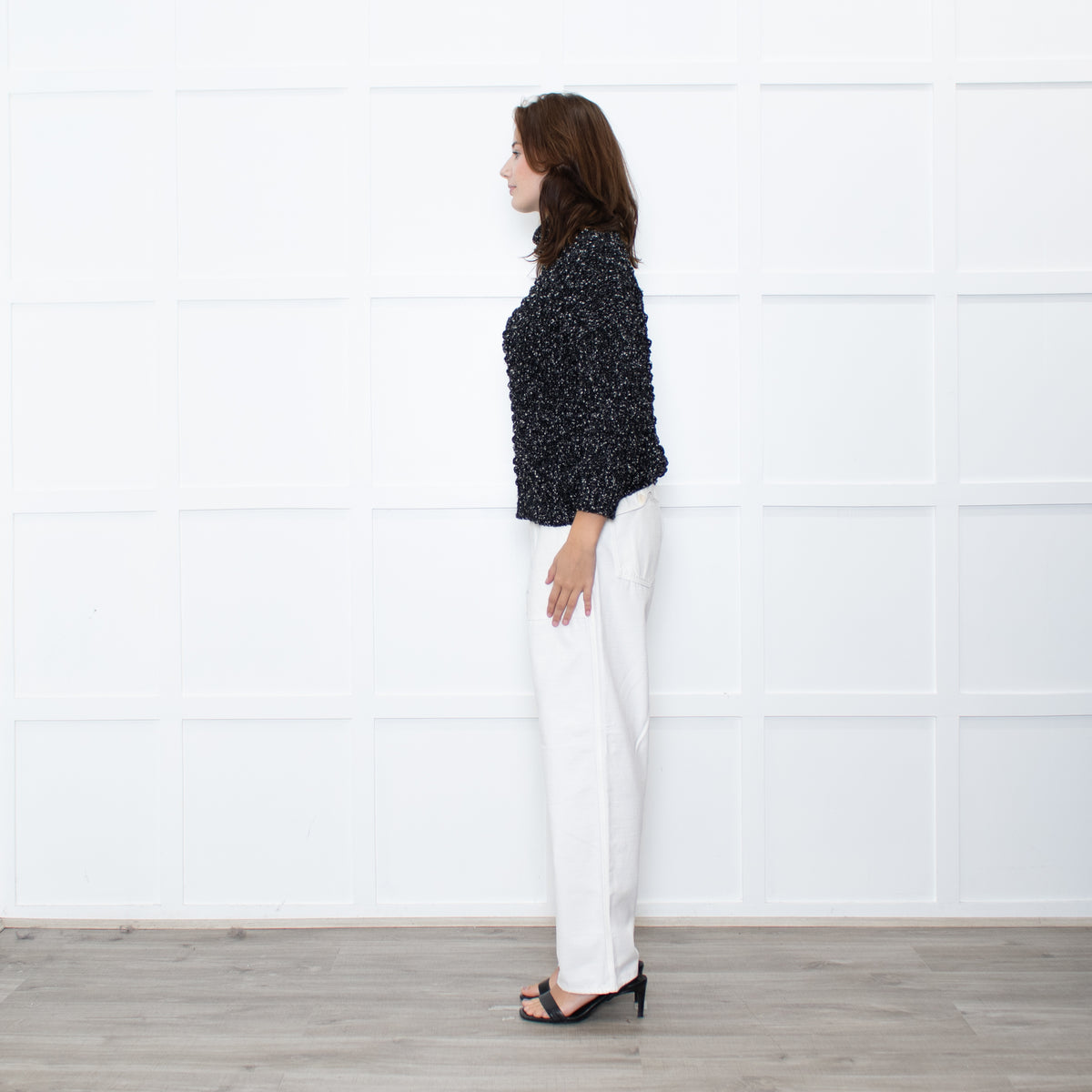 Christian Dior Black White Specked Bubble Roll Neck Jumper