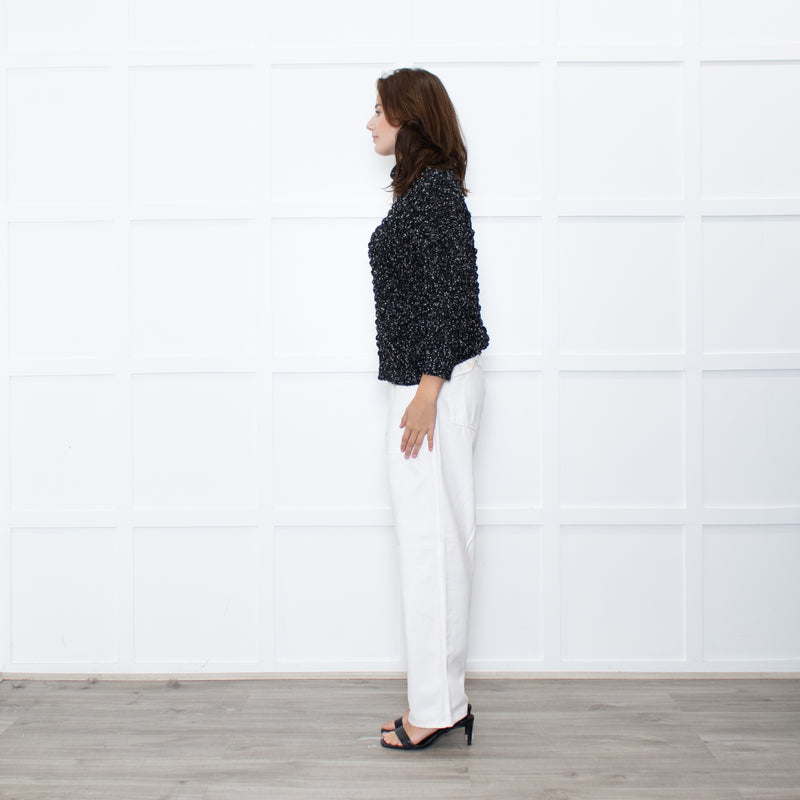 Christian Dior Black White Specked Bubble Roll Neck Jumper