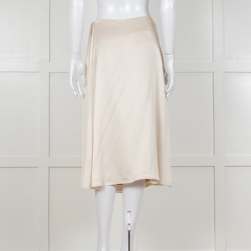 Theory Cream Textured Flap Front Knee Length Skirt