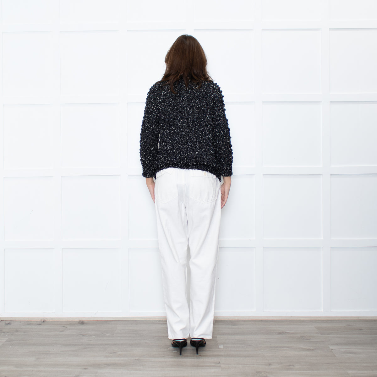 Christian Dior Black White Specked Bubble Roll Neck Jumper