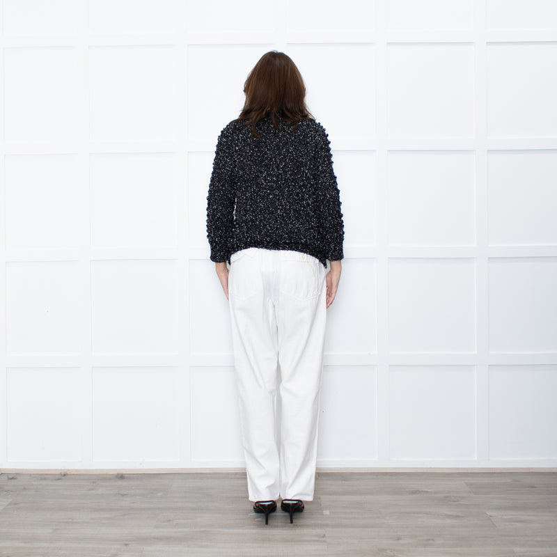 Christian Dior Black White Specked Bubble Roll Neck Jumper