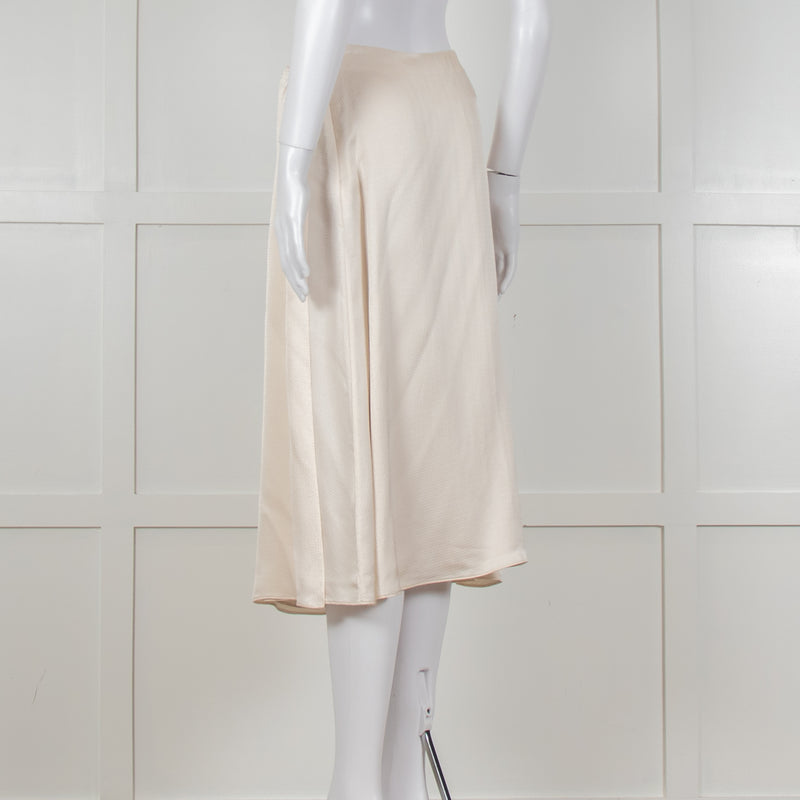 Theory Cream Textured Flap Front Knee Length Skirt