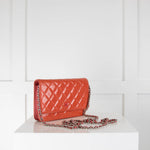 Chanel Coral Patent Wallet On A Chain