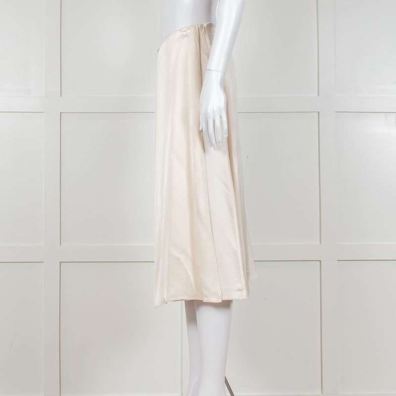 Theory Cream Textured Flap Front Knee Length Skirt