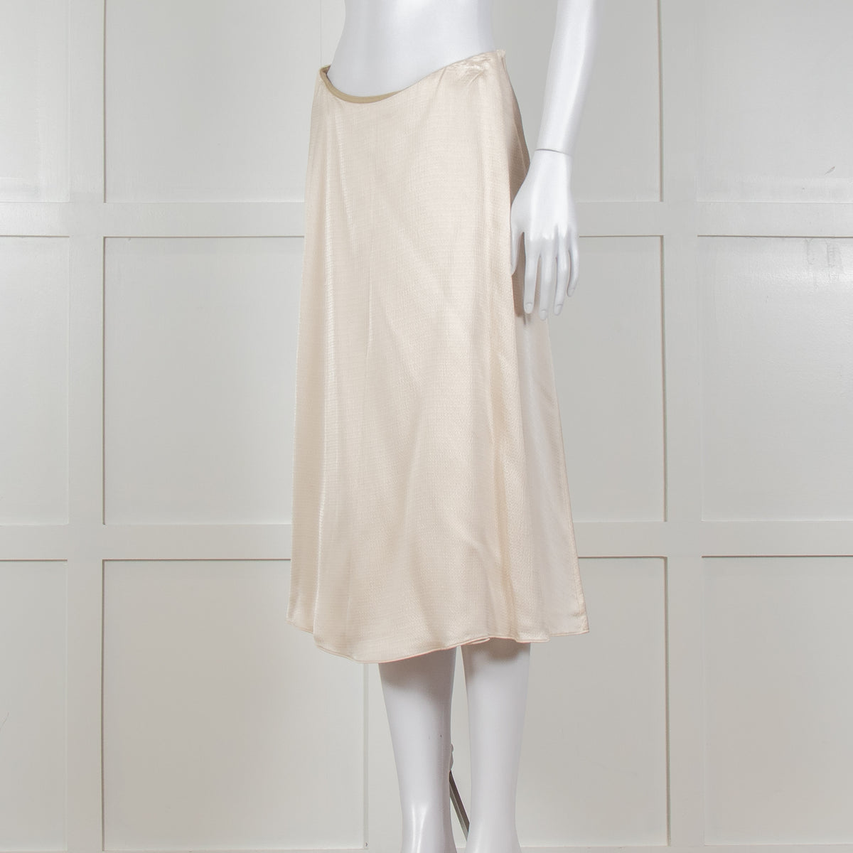 Theory Cream Textured Flap Front Knee Length Skirt