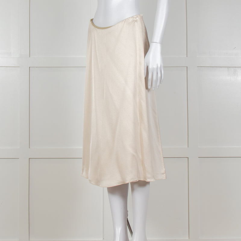 Theory Cream Textured Flap Front Knee Length Skirt