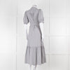 ME + EM Faded Grey and White Micro Stripe Short Sleeve Shirt Dress