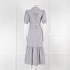 ME + EM Faded Grey and White Micro Stripe Short Sleeve Shirt Dress