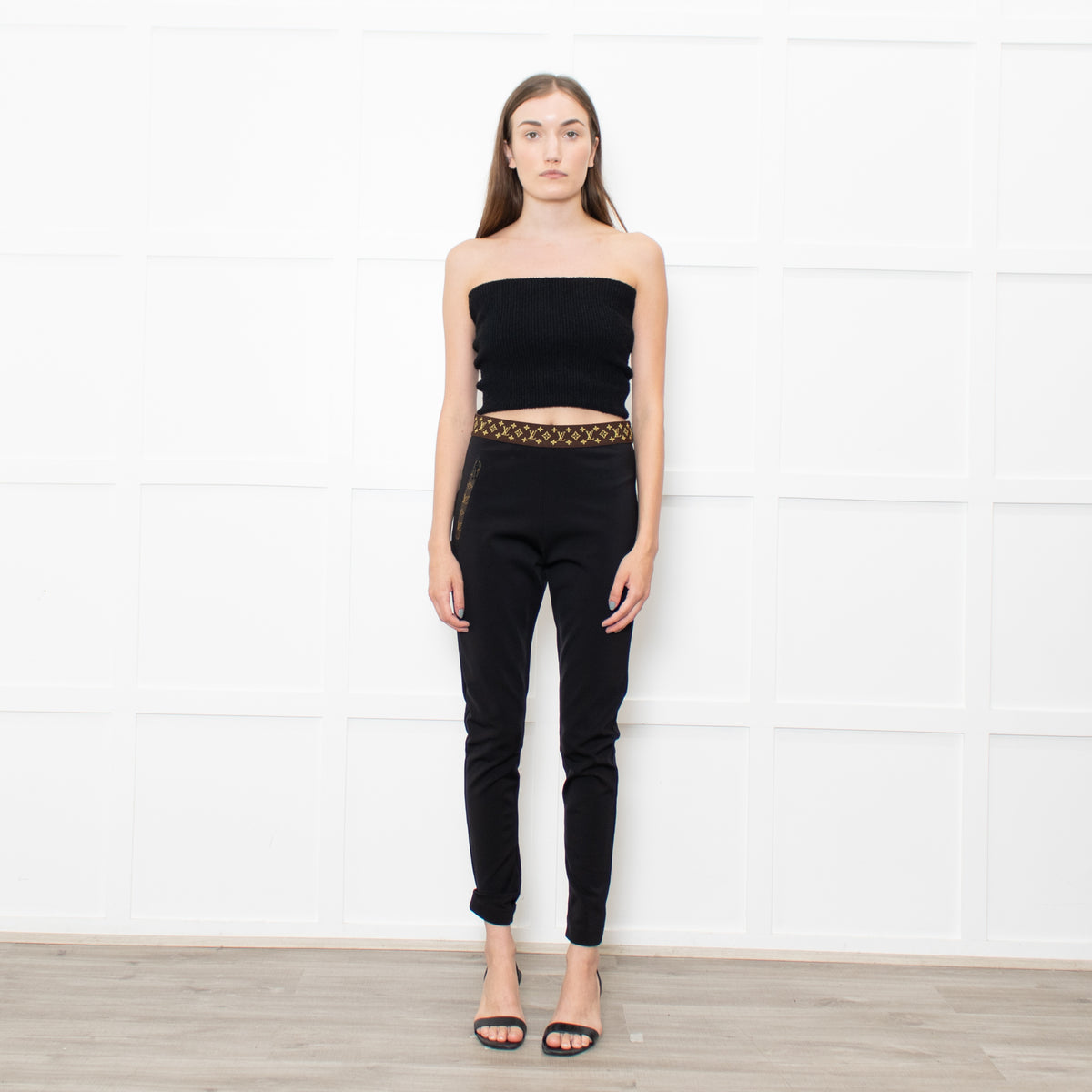 Louis Vuitton Black Brown Elasticated Monogram Waist Leggings