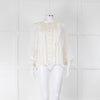 Zimmermann Cream Ruffle And Lace Trim Whitewave Pintuck Blouse