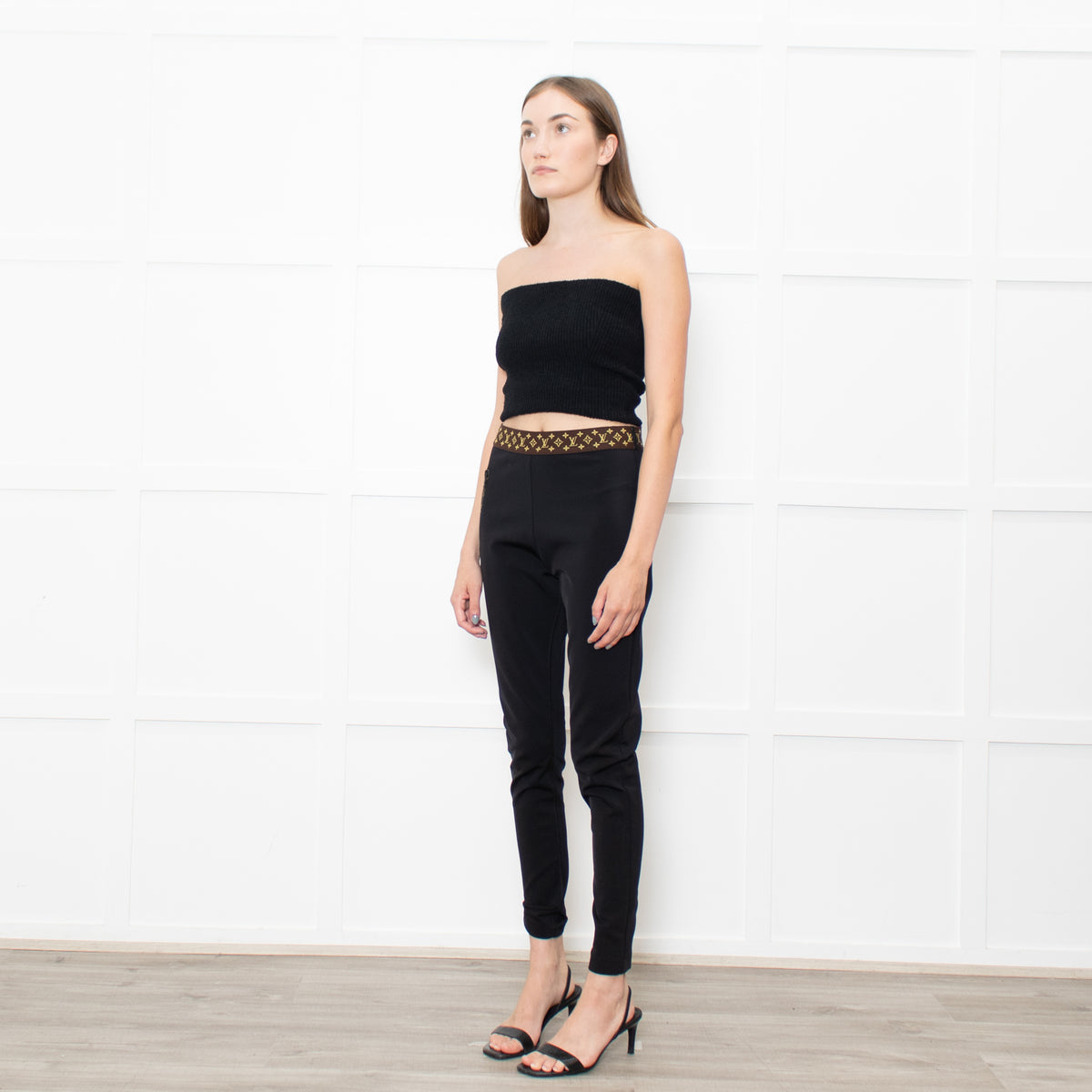 Louis Vuitton Black Brown Elasticated Monogram Waist Leggings