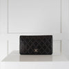 Chanel Black Silver Studs Calfskin Leather Wallet