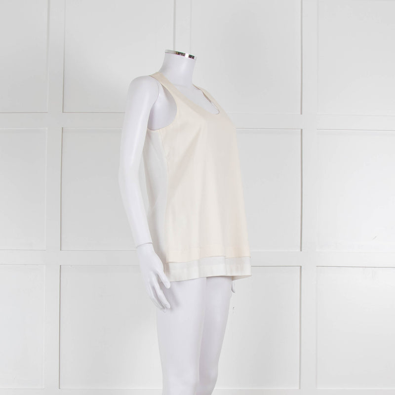 Strenesse Cream Silk Front Cotton Tank Top