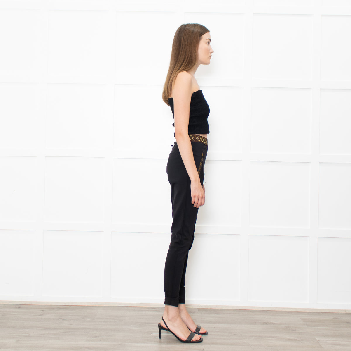 Louis Vuitton Black Brown Elasticated Monogram Waist Leggings