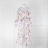 Ralph Lauren Purple Label White Blue Red Splatter Print Belted Midi Dress
