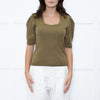 Ba&sh Olive Green Wool Short Sleeve Jumper