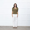 Ba&sh Olive Green Wool Short Sleeve Jumper