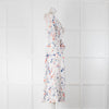 Ralph Lauren Purple Label White Blue Red Splatter Print Belted Midi Dress