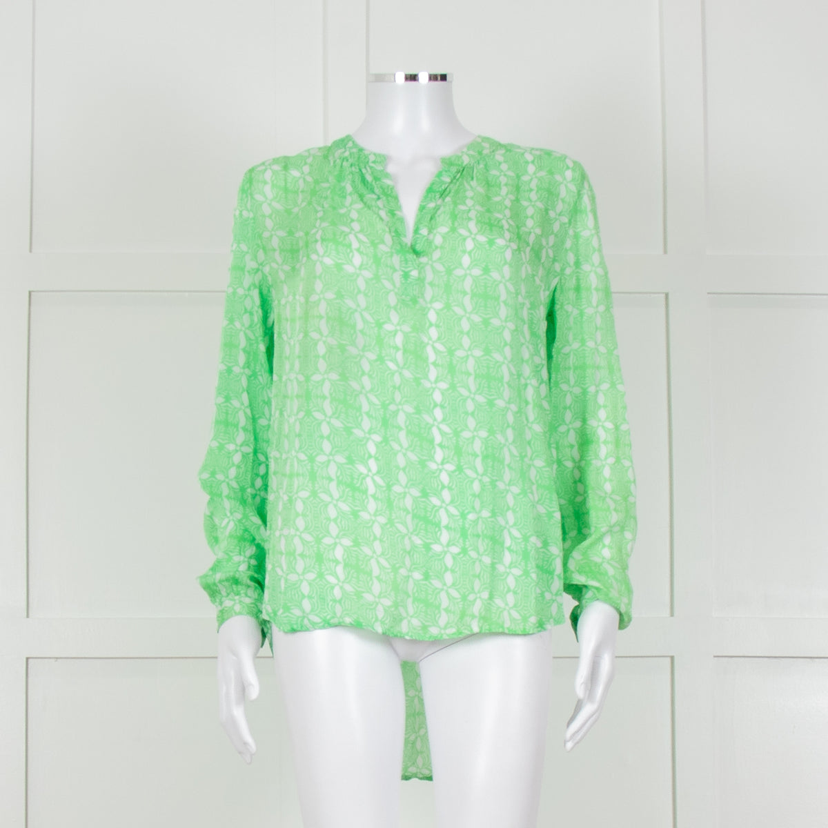 Primrose Park Green And White Floral Print Long Sleeve Top