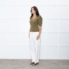 Ba&sh Olive Green Wool Short Sleeve Jumper