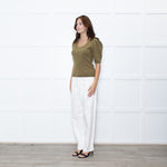 Ba&sh Olive Green Wool Short Sleeve Jumper