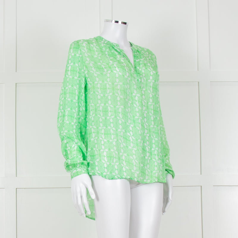 Primrose Park Green And White Floral Print Long Sleeve Top