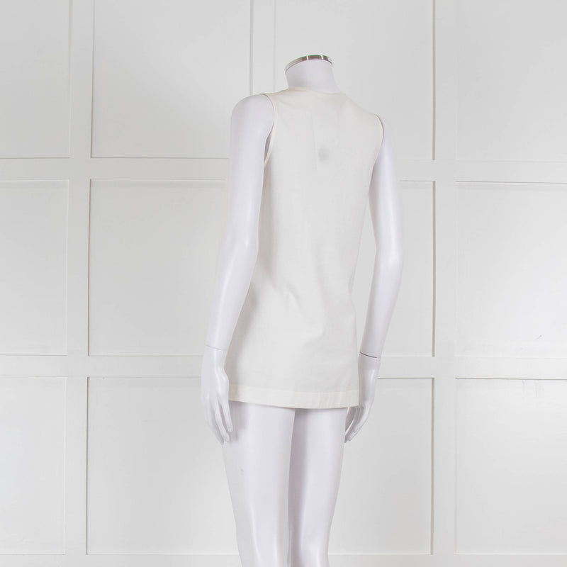 Strenesse Cream Silk Front Cotton Tank Top