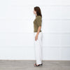 Ba&sh Olive Green Wool Short Sleeve Jumper