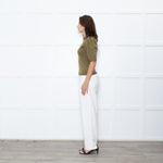 Ba&sh Olive Green Wool Short Sleeve Jumper