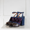 Dries Van Noten Blue Burgundy Block Heel Shoes