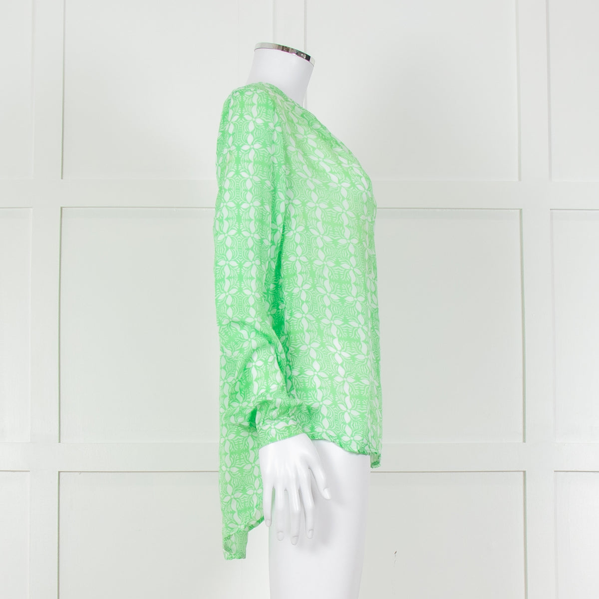 Primrose Park Green And White Floral Print Long Sleeve Top