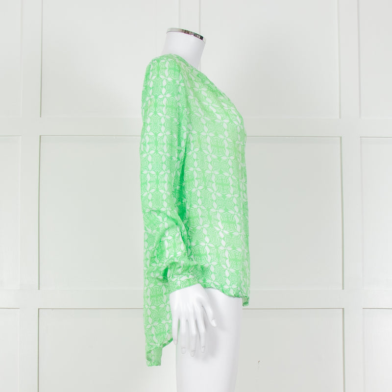 Primrose Park Green And White Floral Print Long Sleeve Top