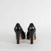 Salvatore Ferragamo Black Patent Heels with Logo Bow