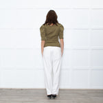 Ba&sh Olive Green Wool Short Sleeve Jumper