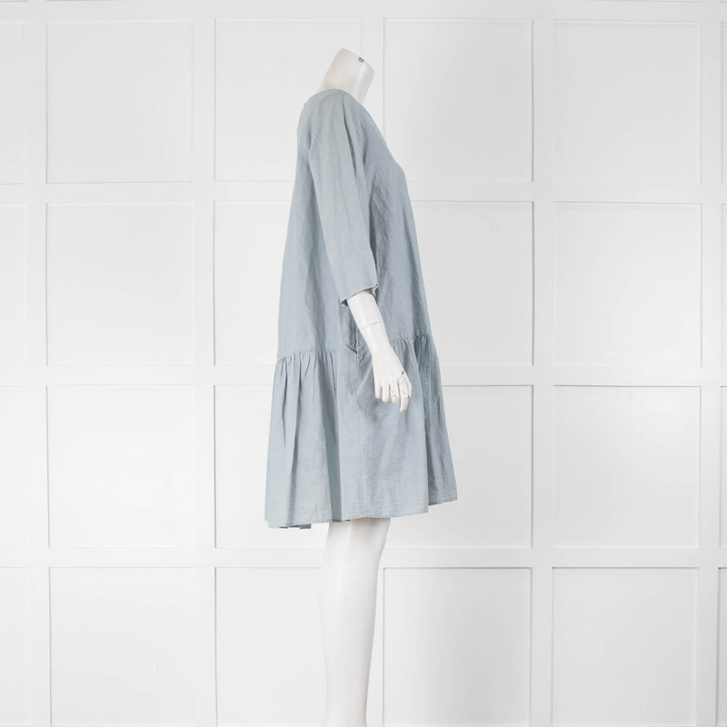 Weekend Max Mara Blue Linen Peplum Dress