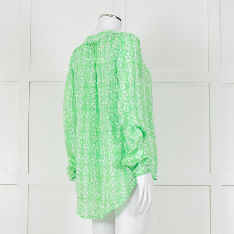 Primrose Park Green And White Floral Print Long Sleeve Top