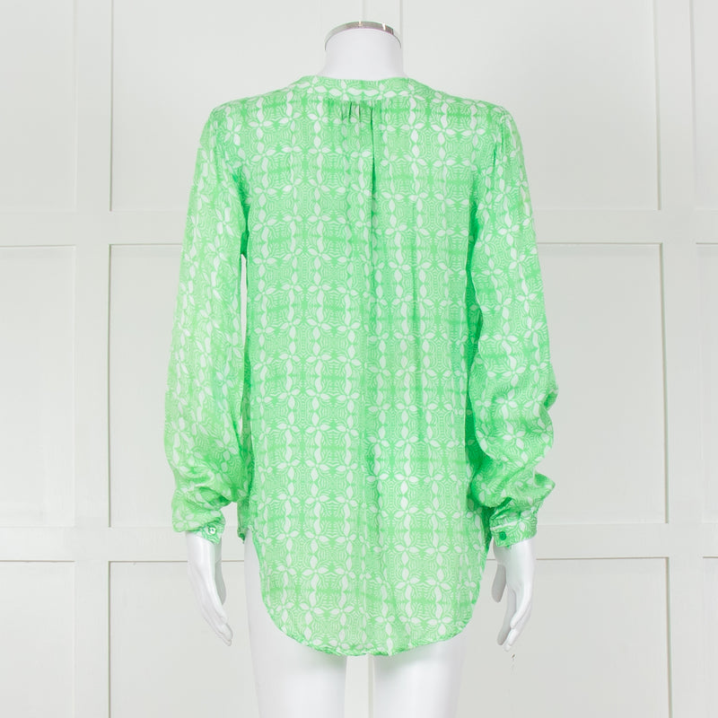 Primrose Park Green And White Floral Print Long Sleeve Top