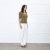 Ba&sh Olive Green Wool Short Sleeve Jumper