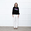 WYSE Black Multicolour Sequin stripe Cashmere Blend Jumper