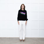WYSE Black Multicolour Sequin stripe Cashmere Blend Jumper